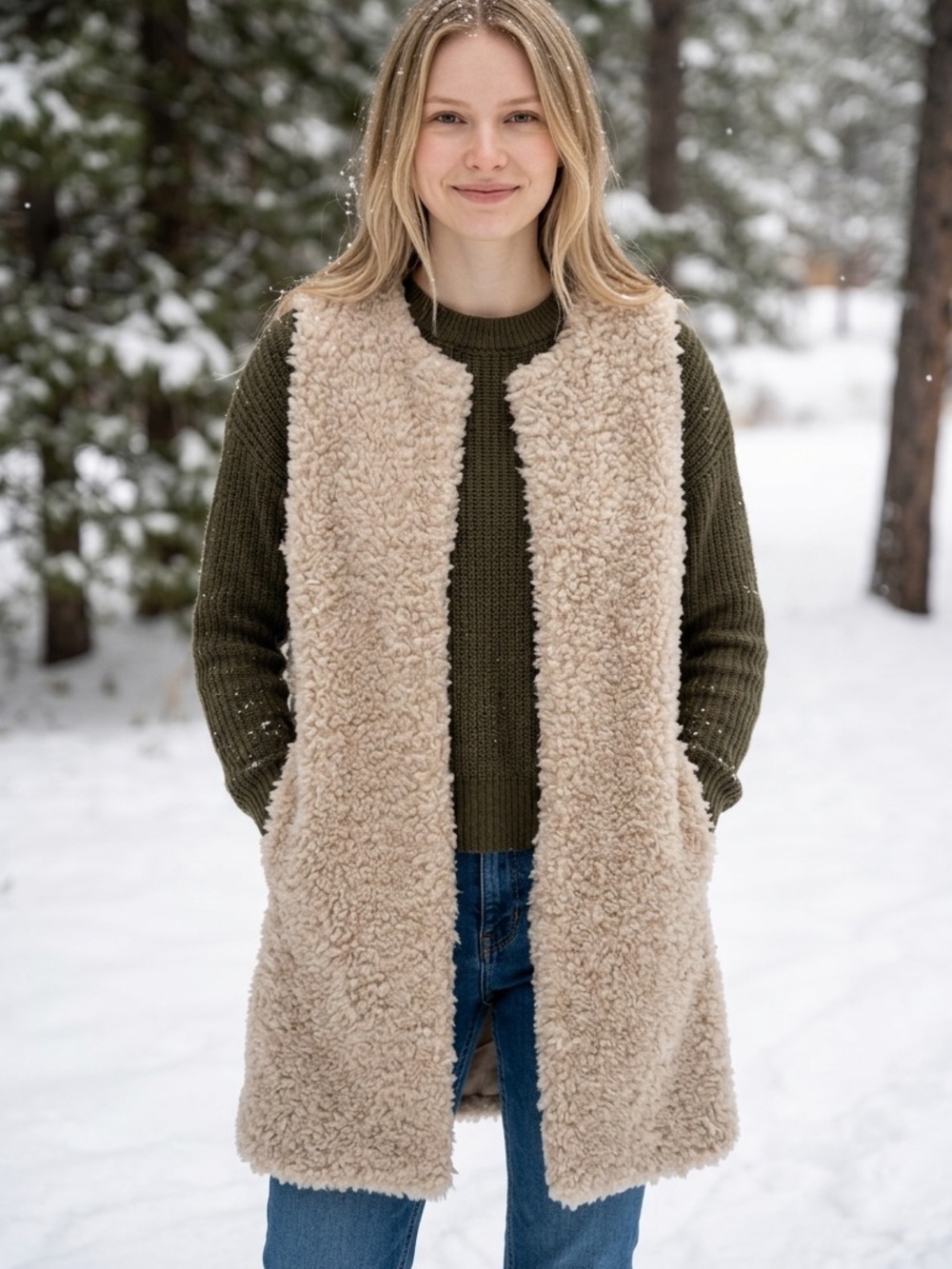 Simply Noelle Faux Fur Long Vest – Size XS excellent condition